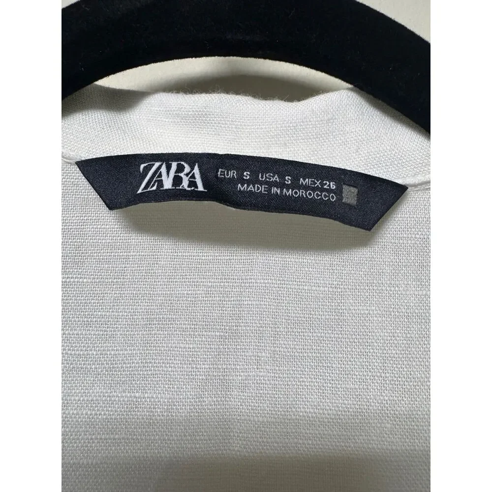 NWOT - ZARA Linen/Cotton Blend Belted Jumpsuit, Zip Fly, Roll Tab Sleeves, Sz S